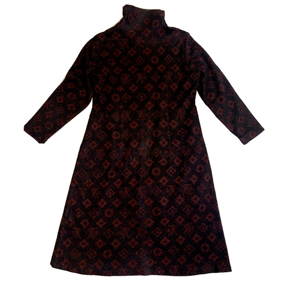 Regancy Total Fashion Midi Dress Womens Large 10/12 Black wRed Geometric Print - Picture 6 of 15